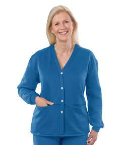 Women's Open Back Adaptive Fleece Cardigan With Pockets