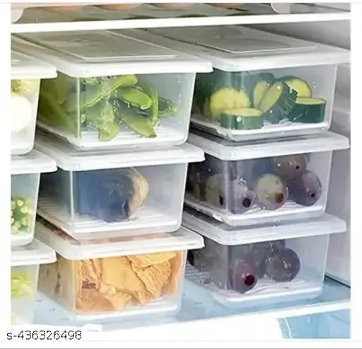 Stackable Food Storage Containers (Pack of 6) | Fridge & Freezer Organizer Boxes | Ideal for Fish, Meat, Vegetables, & Fruits | Fridge Organizer| Kitchen Storage Box | Plastic Storage Containers | Meat Storage | Fish Storage | Vegetable Storage | Fruit St