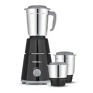 Bajaj GX-1 Mixer Grinder 500W|Superior Mixie For Kitchen|2-in-1 for Dry Grinding| Blade Function With Titan Motor|3 Stainless Steel Mixer Jars|1 Year Product Warranty By Bajaj|Black