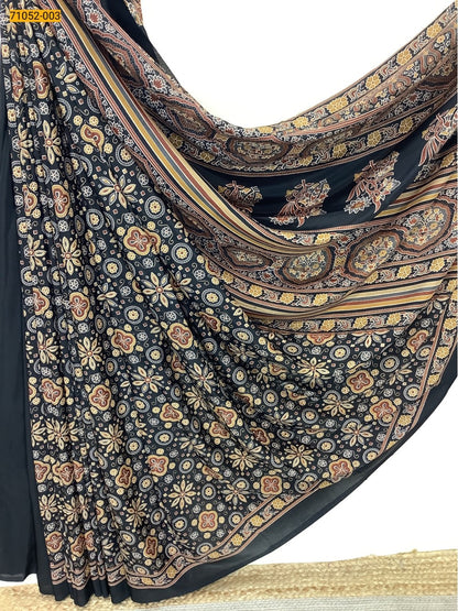 Black  Premium Jasmine Crepe Silk Saree