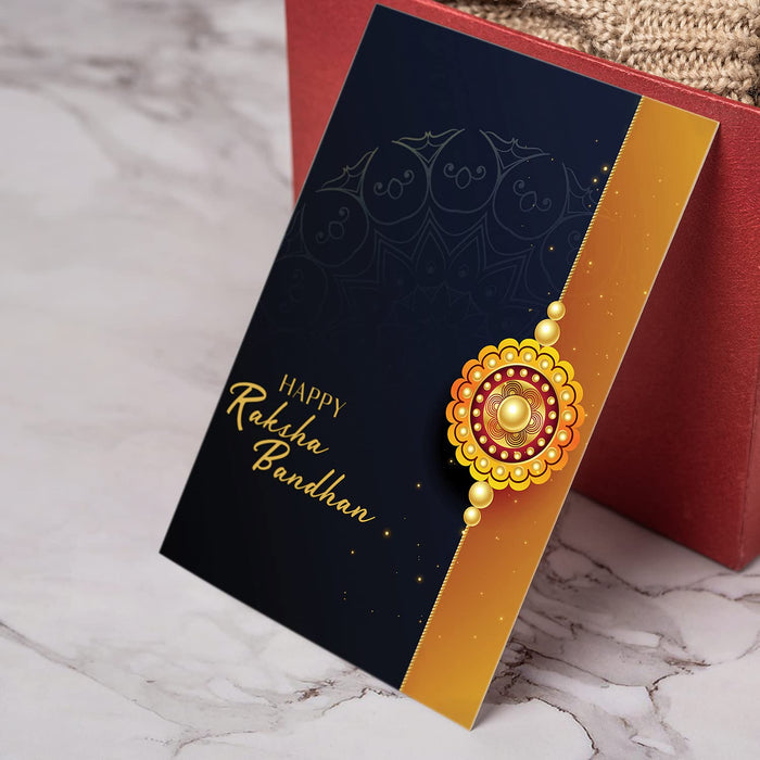 Rakhi for Brother, Bhaiya, Bhabhi, Chocolate Magic 32gm & Pooja Thali, Rakhi with card and chocolate, chocolate gift pack, bracelet for men