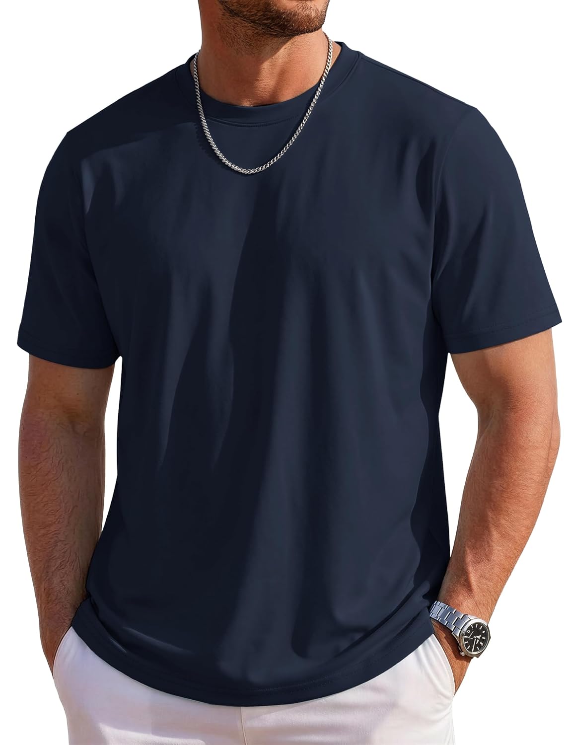 MAGCOMSEN Mens T-Shirts Short Sleeve UPF 80+ Sun Protection Lightweight Moisture Wicking Casual Crew Neck Basic Tees