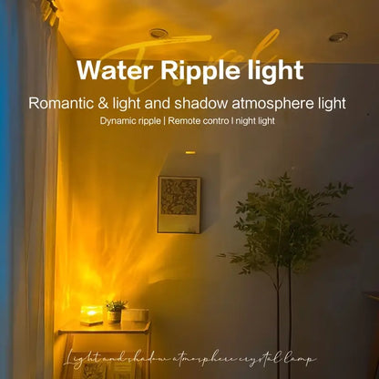 1pc Dynamic Water Ripple Night Light, Projector Lamp, Ambient Lighting For Bedroom Gaming Room Decor, Cool Wall LED Lights Decorations For Home Eid Al-Adha Mubarak