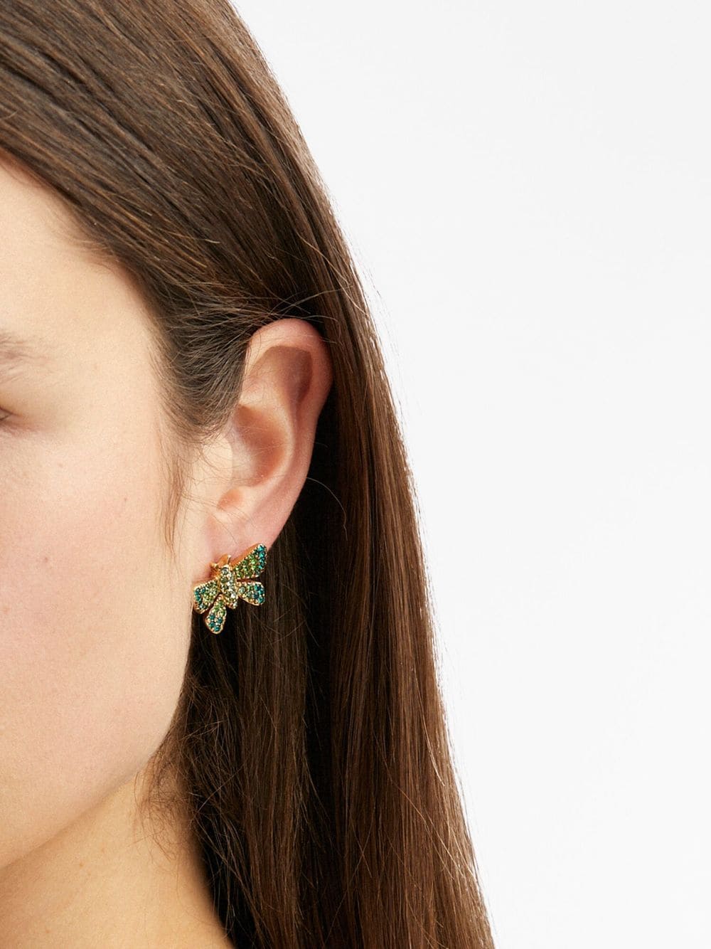 Butterfly crystal-embellished earrings