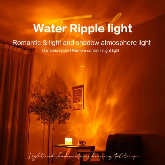 1pc Dynamic Water Ripple Night Light, Projector Lamp, Ambient Lighting For Bedroom Gaming Room Decor, Cool Wall LED Lights Decorations For Home Eid Al-Adha Mubarak