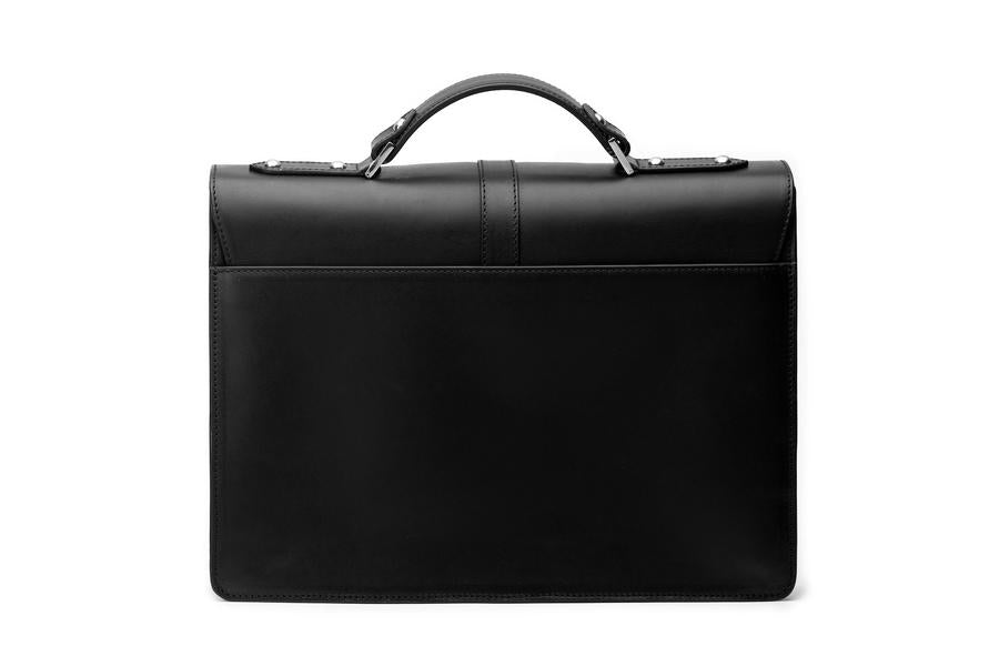 Leather Laptop Briefcase - Black