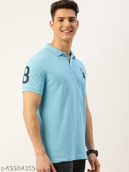 Men Casual Logo Embroidered Polo Collar T-shirt