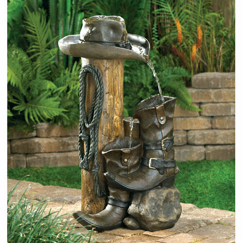 Cowboy Themed Garden Fountain