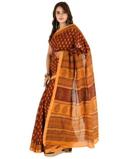 Traditional Cotton & Silk Maheshwari Border Multicolor Plain Saree