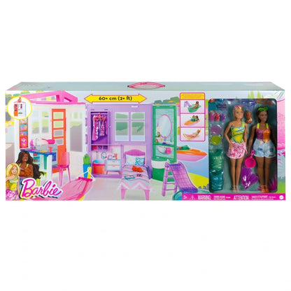 Barbie Holiday Fun Summer Beach House, Dolls and Accessories