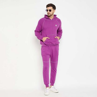 Purple Oversized Contrast Stitch Combo Tracksuit