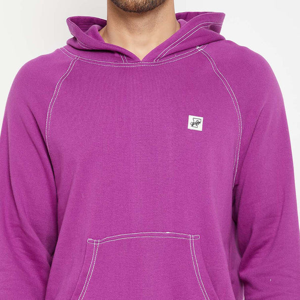 Purple Oversized Contrast Stitch Combo Tracksuit