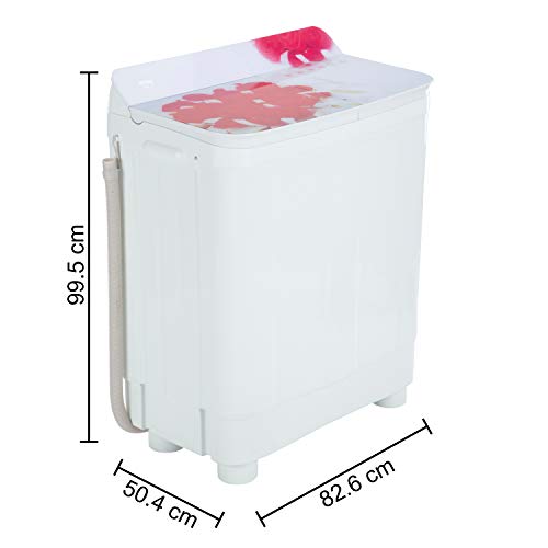 Haier 8.5 Kg Semi-Automatic Top Loading Washing Machine (HTW85-178, Red Roses)