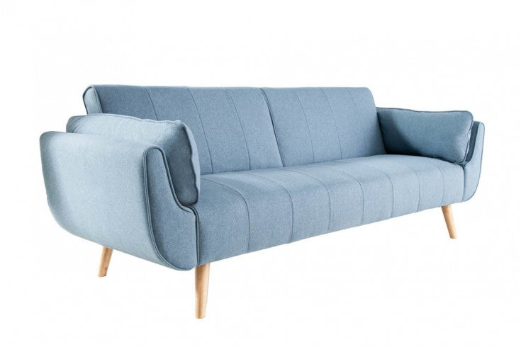 Design sofa bed DIVANI 215cm light blue bed function 3 seater sofa Scandinavian design