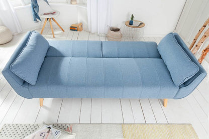 Design sofa bed DIVANI 215cm light blue bed function 3 seater sofa Scandinavian design