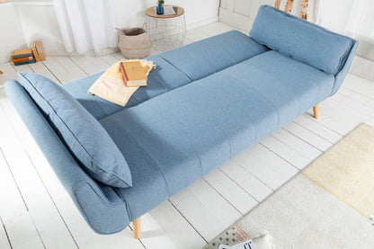 Design sofa bed DIVANI 215cm light blue bed function 3 seater sofa Scandinavian design