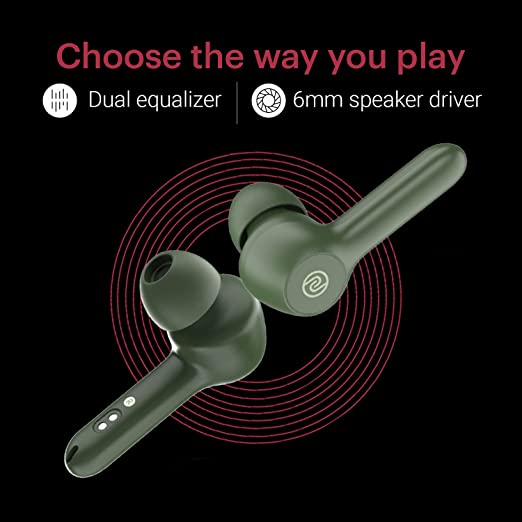 Noise Buds VS201 V2 in-Ear Truly Wireless Earbuds with Dual Equalizer | with Mic | Total 14-Hour Playtime | Full Touch Control | IPX5 Water Resistance and Bluetooth v5.1 (Olive Green)