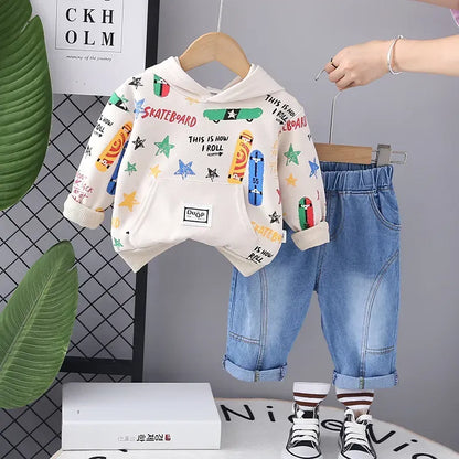 Casual Cartoon Cotton Boys Clothing Sets