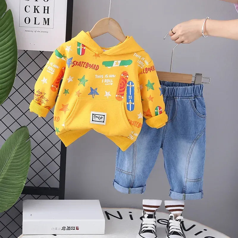 Casual Cartoon Cotton Boys Clothing Sets