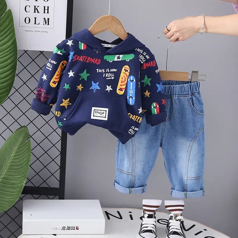 Casual Cartoon Cotton Boys Clothing Sets