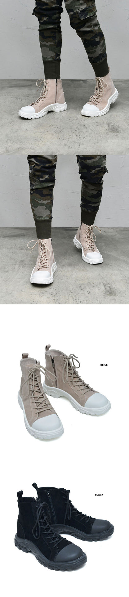 Chunky Sole Suede Mid Top Boots-Shoes 857