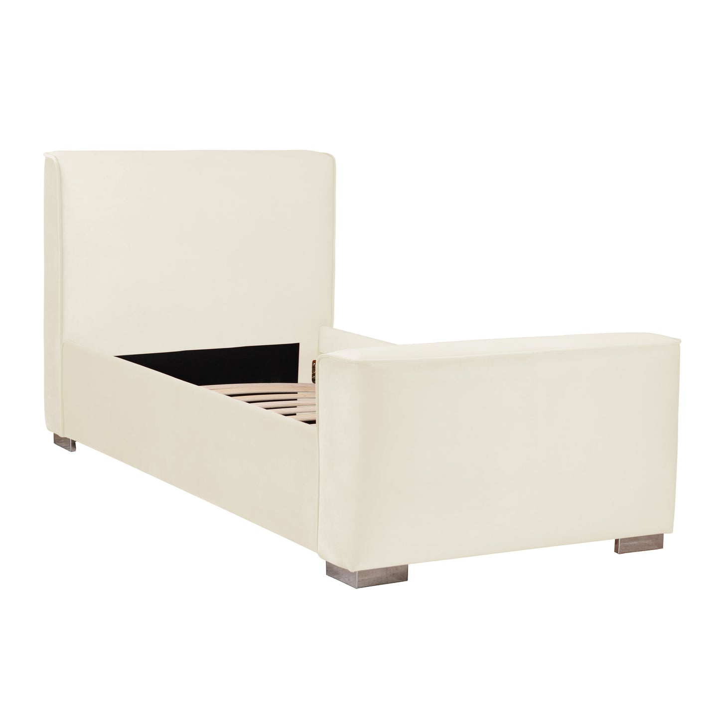 Madison Cream Velvet Bed in Twin