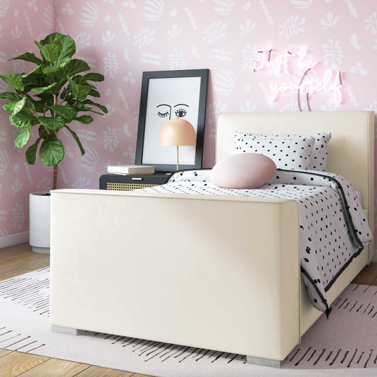 Madison Cream Velvet Bed in Twin