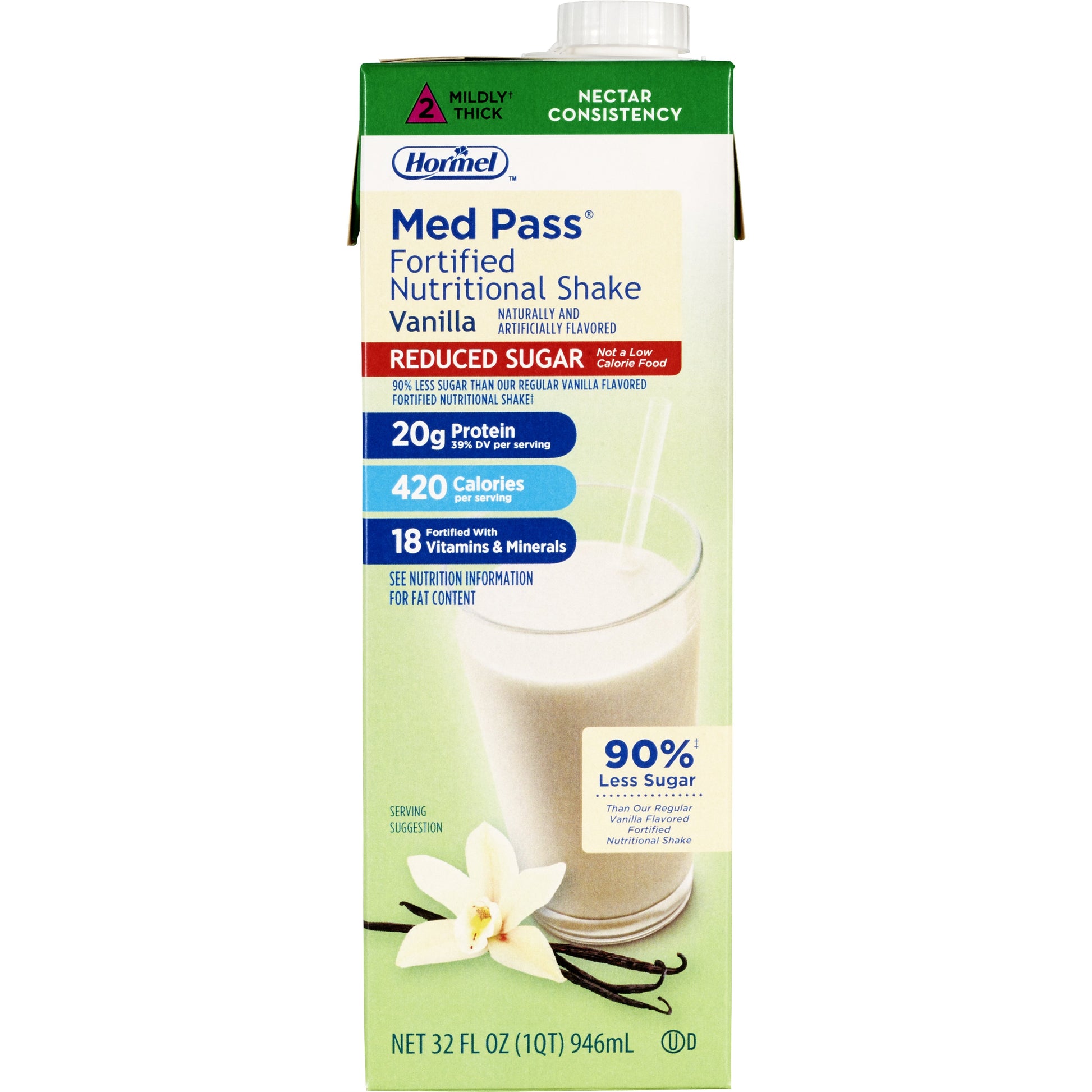 Med Pass(R) Reduced Sugar Oral Supplement, 32 oz. Carton, Vanilla