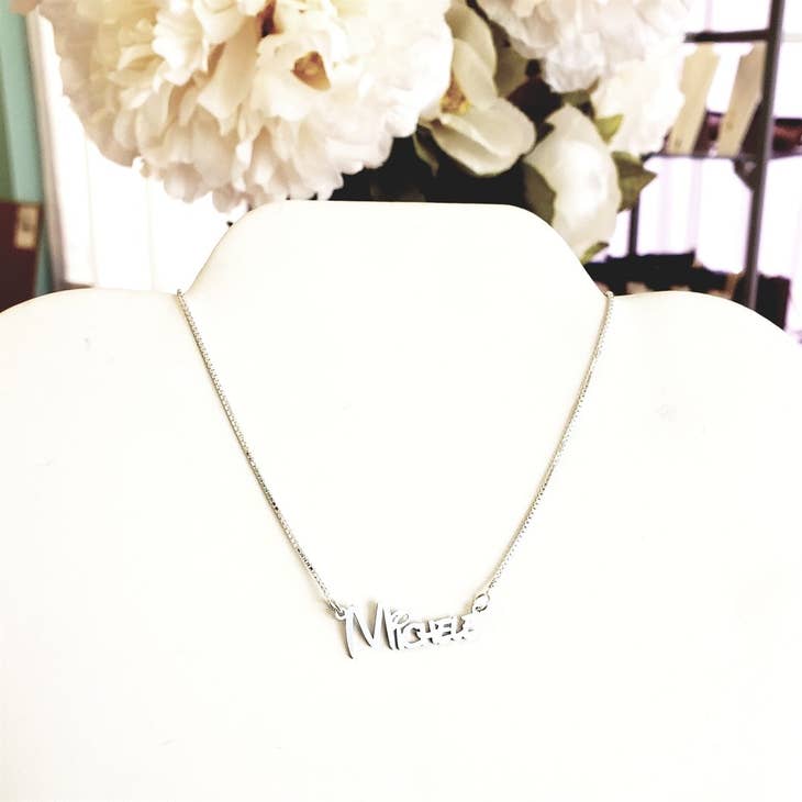 Custom Waltograph Name Necklace Pendant Silver Word Letter