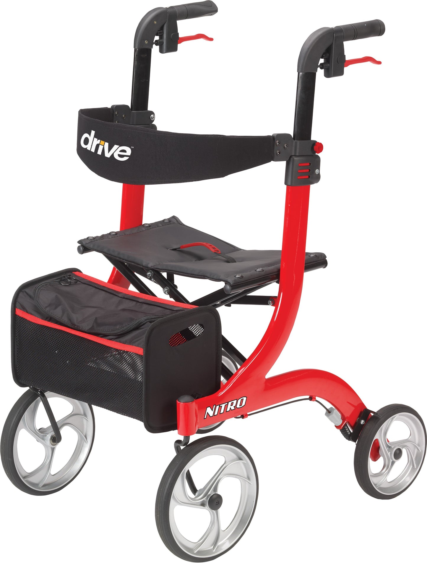 drive(TM) Nitro 4-Wheel Rollator, Red