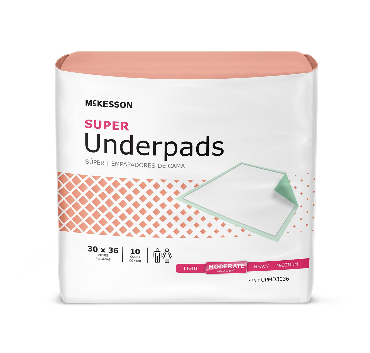 McKesson Super Moderate Absorbency Underpad, 30 x 36 Inch