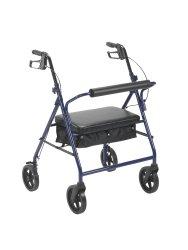 McKesson 4-Wheel Bariatric Rollator, 8 in. Wheel, 37 - 39 in. Handle, Blue, 400 lbs, Steel Frame