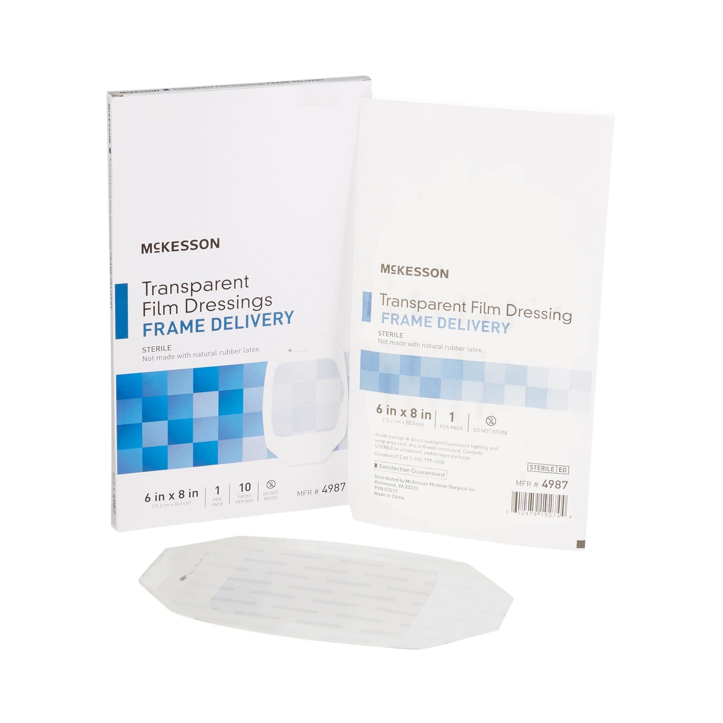 McKesson Octagonal Sterile Dressing with Frame-Style Delivery, 6 x 8 Inch, Transparent