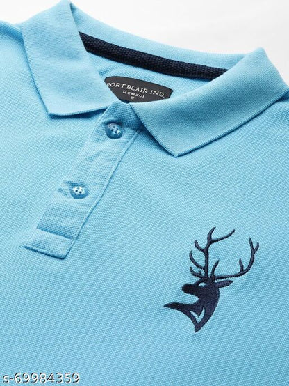 Men Casual Logo Embroidered Polo Collar T-shirt