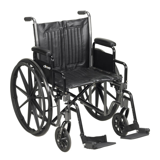 McKesson Standard Wheelchair with Padded, Removable Arm, Composite Mag Wheel, 20 in. Seat, Swing-Away Footrest, 350 lbs.