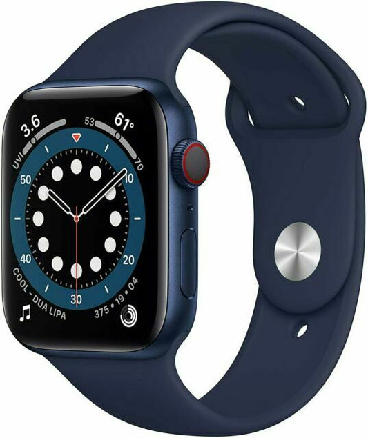 Apple Watch Series 6 44 mm Blue Aluminum Case with Deep Navy Sport Band SmartwatchApple Watch Series 6 44 mm Blue Aluminum Case with Deep Navy Sport Band Smartwatch