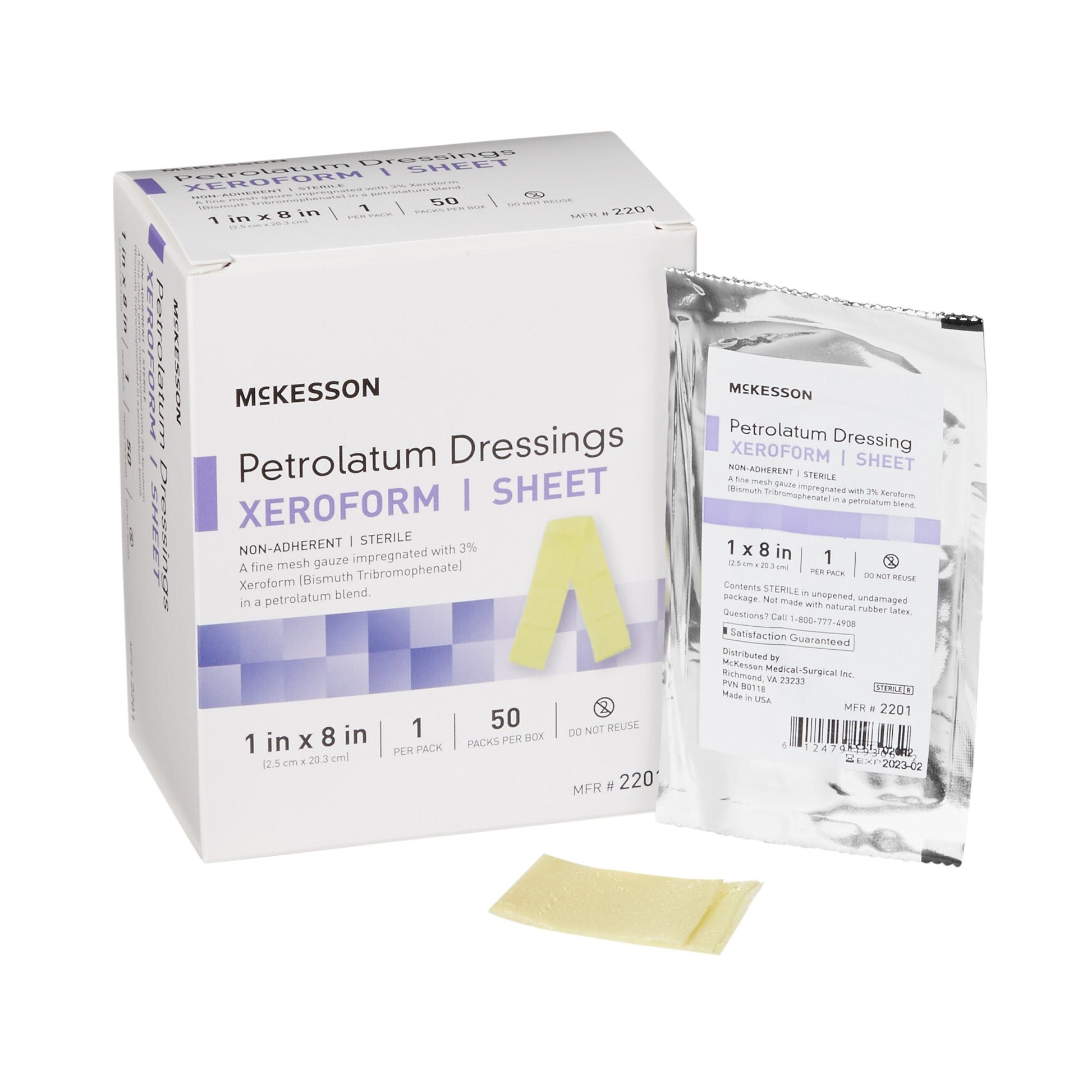 McKesson Xeroform Sterile Bismuth Tribromophenate Petrolatum Dressing, 1 x 8 Inch