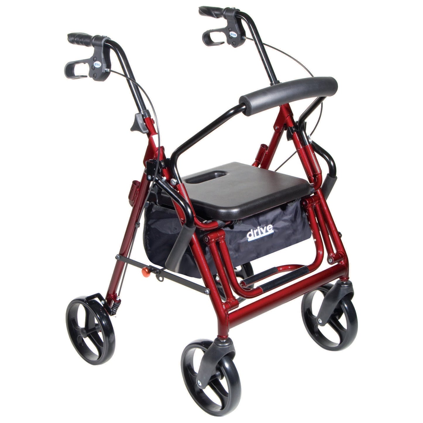 drive(TM) Duet 4-Wheel Rollator / Transport Chair, Burgundy