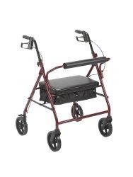 McKesson 4-Wheel Bariatric Rollator, 8 in. Wheel, 37 - 39 in. Handle, Red, 400 lbs, Steel Frame